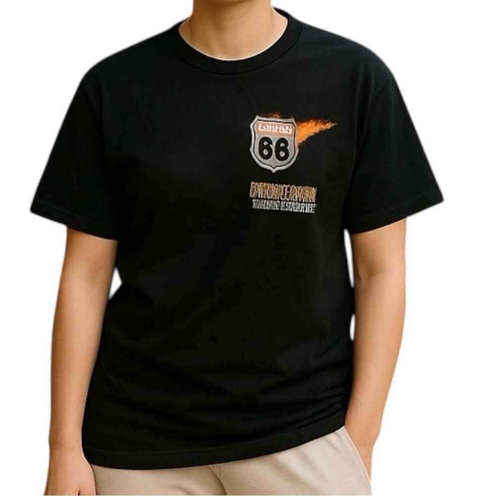 Oatman Laughlin Wild ride 05- Route 66 Women’s Small Black Motorcycle Tee-Shirt